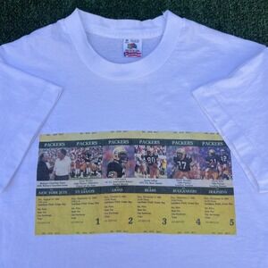 Vintage Green Bay Packers 1985 Season T-Shirt Medium White Single Stitch 80s 90s